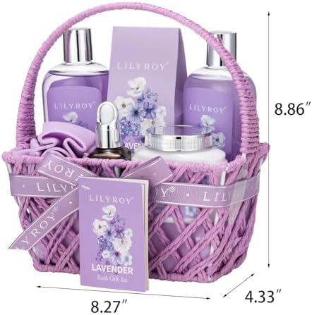 Spa Gifts Set, Birthday Gift for Mom - Lavender Spa Gift Baskets for Women