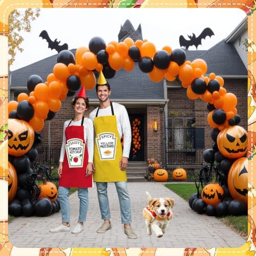 5 Pcs Ketchup Mustard Couples Costumes and Pet Hot Dog Costume