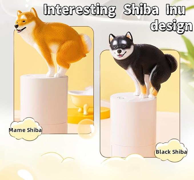 Touchless Foam Soap Dispenser, Mame Shiba Inu Design, 300 mL | Touchless infrared foam dispensing with a refillable 300 mL tank