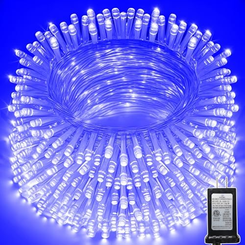 114 FT 350 LED String Lights Outdoor Indoor, Christams String Lights Waterproof 8 Modes & Timer, Fairy Lights Plug in for Bedroom, Weeding, Patio, Party, Holiday,Christmas Decor（Blue）