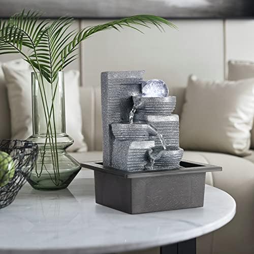 WICHEMI Tabletop Fountain Indoor Water Fountain with LED Crystal Ball
