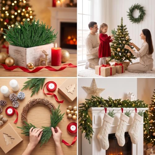 24Pcs 13.8" Norfolk Pine Stems Artificial Christmas Greenery Picks