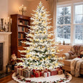 Hykolity 7.5 ft Snow Flocked Aspen Fir Christmas Tree, Prelit Artificial Christmas Tree with 450 Warm White Lights, 1173 PE & PVC Branch Tips, Metal Stand and Hinged Branches