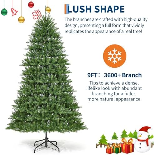 Garvee 9ft Artificial Christmas Tree Prelit, PVC Xmas Tree