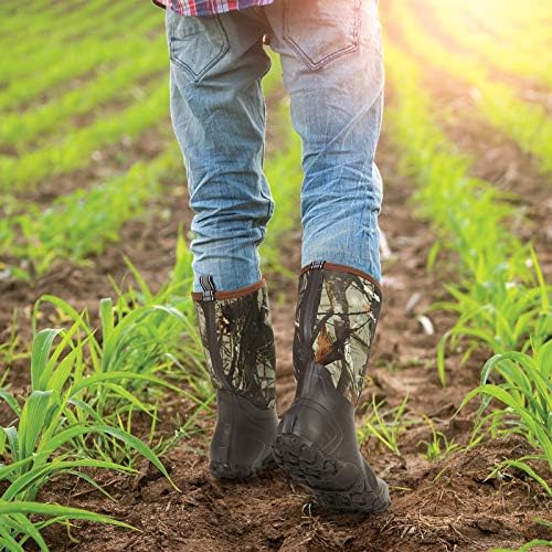 HISEA Men's Rain Boots Neoprene Rubber Boots Waterproof Insulated Mud Boots