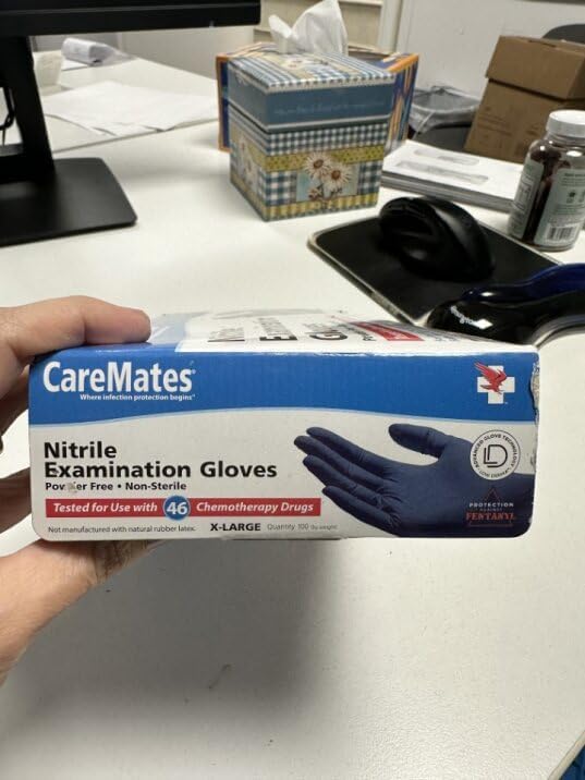 CareMates Nitrile Medical Exam Gloves, Latex Free Rubber, Powder Free, Extra Strong, 4 Mil Thick, Certified for Home Infusion, First Aid, Food Safe, Cleaning Gloves, X-Large, 400-Count