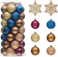Valery Madelyn Christmas Tree Decorations Ornament Set, 50ct 2 Inches Bronze Copper Purple Shatterproof Christmas Ball Ornament Hanging Xmas Holiday Party Decor