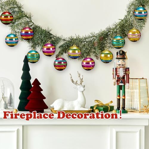 Soulchen 9 Pcs Vintage Glass Christmas Ornaments 2.36 Inch Retro Balls