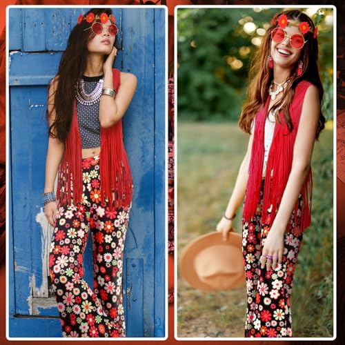 Leumoi 5 Pcs 60s 70s Costume for Women Disco Outfits