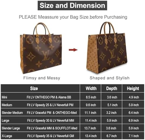 OMYSTYLE Purse Organizer Insert, Felt Tote Bag Organizer Insert with 5 Sizes, Handbag Dividers for Inside Purse, Compatible with Longchamp, Neverful, Speedy and More