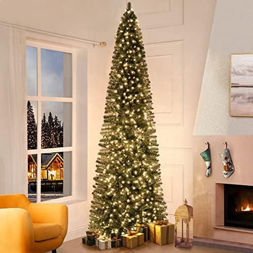 Naomi Home Vienna 9ft Prelit Slim Artificial Christmas Tree with Lights