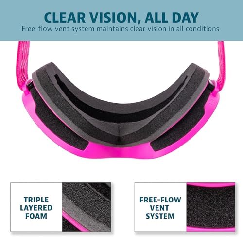 Yukon Charlie’s Adult Snow Goggles - Cylindrical Lens Ski Goggles - Boosted Contrast, Reduced Glare, Anti-Fog