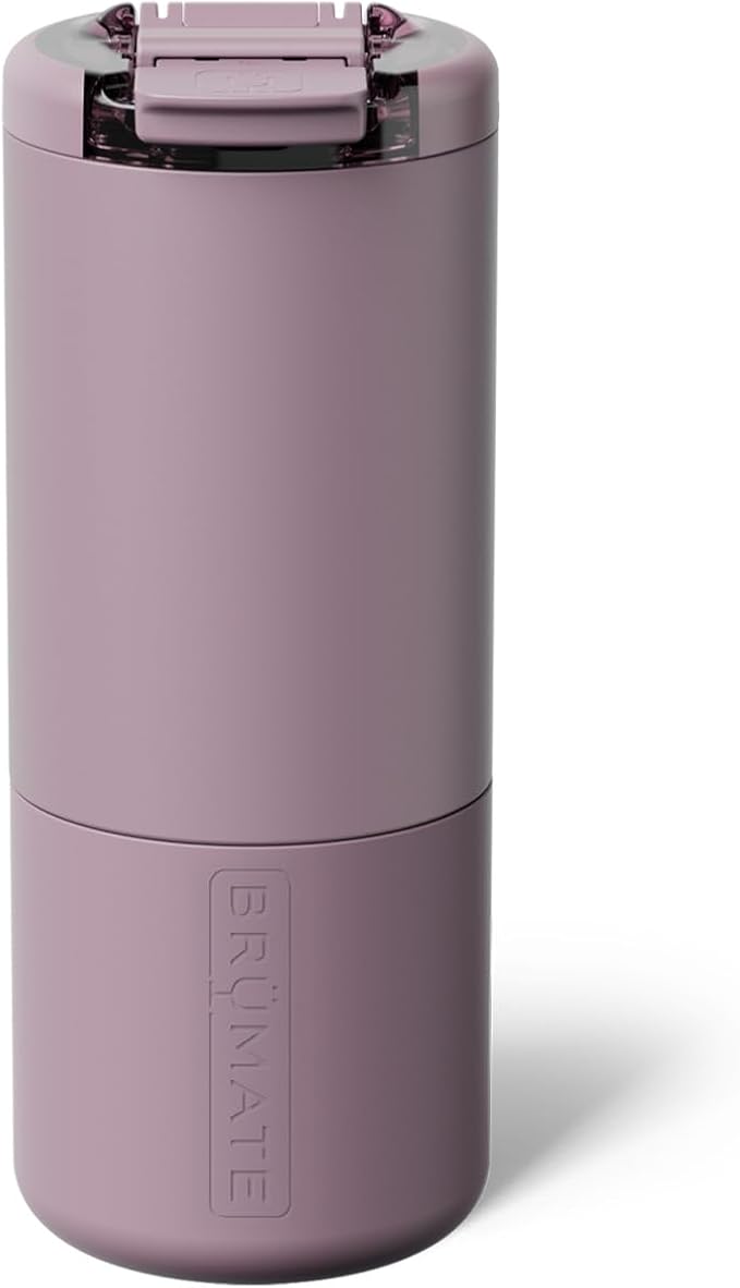 BrüMate Strova 18oz 100% Leakproof Insulated Coffee Mug | Ceramic-Lined Interior | Built-In Silicone Sleeve for Travel | Locking Flip Lid (Lilac Dusk)