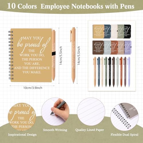 Honoson 50 Sets/100 Pcs Employee Notebook Pen Gifts, Vivid Color