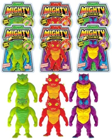 JA-RU Mighty Monster Squish Stretchy Figures, 6-Pk (2 of Each), 3+
