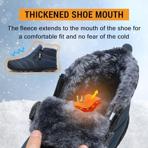 ziitop Snow Boots Mens Waterproof Winter Boots Fur Lined Warm Ankle Boots