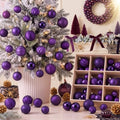 Lunmon 64 Pcs Purple Christmas Ball Ornaments 1.57/1.97/2.36 Inch