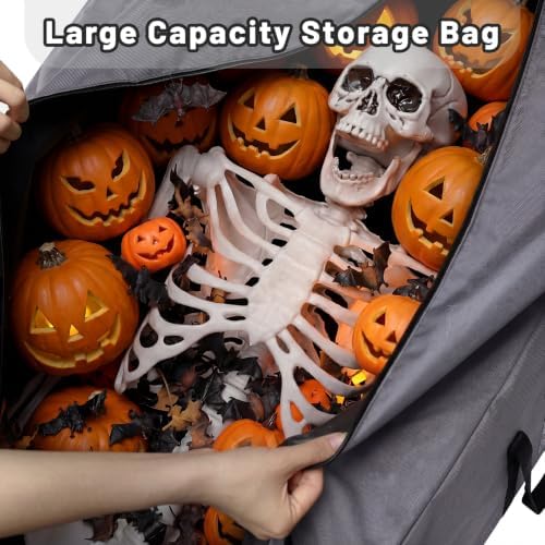 Large Halloween Storage Bag, Fits Up 12Ft Skeleton Christmas Tree, Gray
