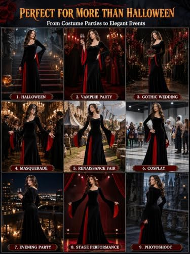 Women's Gothic Velvet Vampire Dress Victorian Halloween Costume