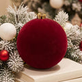Threan 6 Inch Large Burgundy Velvet Christmas Ball Ornaments