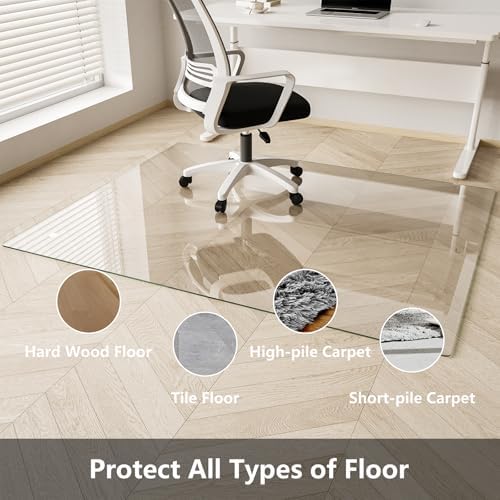Koonmi Glass Chair Mat for Carpet, 44"x58" Thick Office Chair Mat