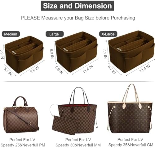 OMYSTYLE Purse Organizer Insert, Felt Tote Bag Organizer Insert with 5 Sizes, Handbag Dividers for Inside Purse, Compatible with Longchamp, Neverful, Speedy and More