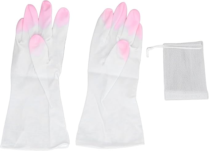 Tyenaza Wooden Color Bamboo Washboard - 19.7in Long, Thick NAT-Ural Bamboo, Wear - Resistant Wash Board with 1 Pair of Gloves and Soap Net for Home Laundry