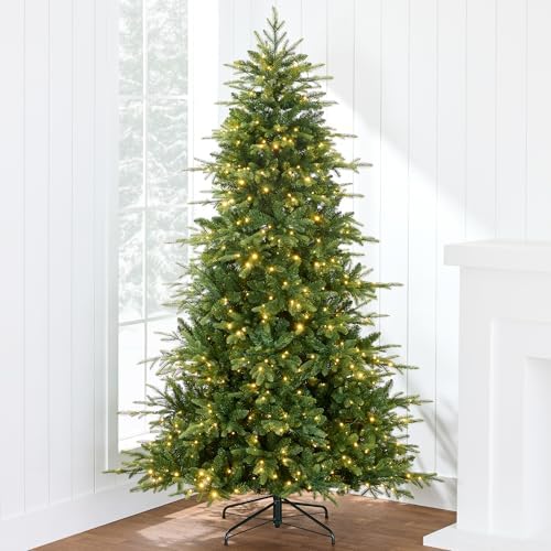 Best Choice Products Full Aspen Christmas Tree, 7.5ft Pre-lit Realistic Noble Fir w/ 700 Glowing Micro LED Lights, 2-in-1 White & Multicolor