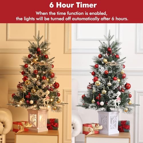 3ft Pre-Lit Christmas Tree, Artificial Christmas Trees with 78 LED Lights