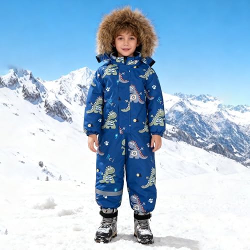 Toddler Boys Girls Cute Winter Snow Suit Waterproof One Piece Ski Jumpsuits