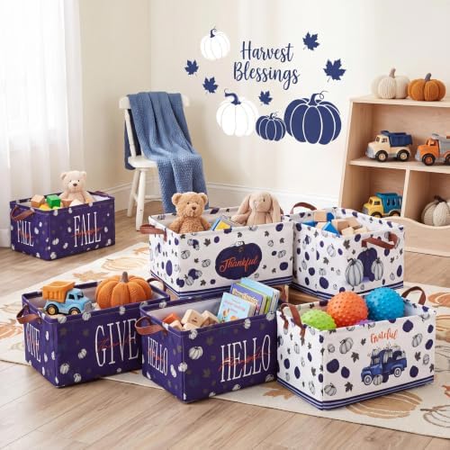 CHENGU 6 Pack Fall Storage Bins Collapsible Autumn Pumpkin Baskets for Gift