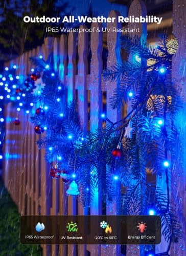 6 Pack 600LED Solar Christmas Lights Outdoor Waterproof, Blue 240 FT