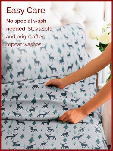 Christmas Sheet Set, Christmas Reindeer, Holiday Xmas Bedding Set - Full