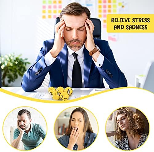 LovesTown Mini Stress Balls, 36PCS 2Inch Smiley Face Squeeze Balls Yellow Funny Foam Stress Relief Toys for School Carnival Reward Student Prizes (Pack of 2)