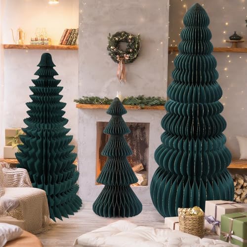 3 Pcs Large Honeycomb Christmas Tree,Classic,Green