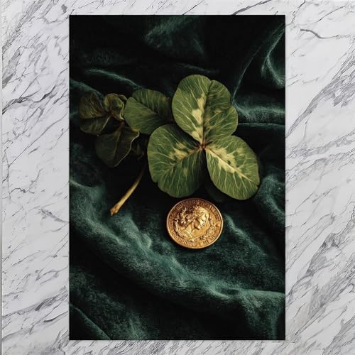 JDBeehpy (Unframed, Canvas Only Wall Art Canvas Retro Lucky Coin Clover Lucky Irish Blessing Gift Minimalist Room Bedroom Poster Saint Patrick Decoration 20x30inch(50x75cm)