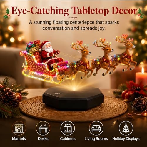 Floating Santa Sleigh,Magnetic Levitation Santa's Flying Sleigh Ornament