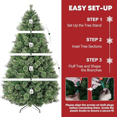 Hykolity 6 ft Prelit Artificial Christmas Tree with 350 Warm White LEDs