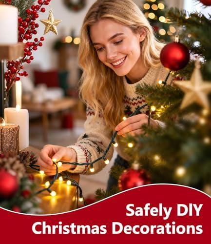 49FT 1000LED Warm White Christmas String Lights Outdoor with 8 Modes, IP44 Waterproof Plug in Christmas Tree Light Cluster Lights for Christmas, Patio, Garden, Indoor Outdoor Decor