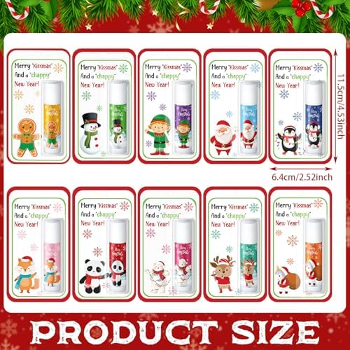 100 Pack Christmas Lip Balms Gift Bulk Cute Christmas Party Favors