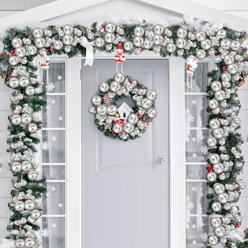 2 Pcs 6 ft Christmas Ball Ornament Garland, Silver