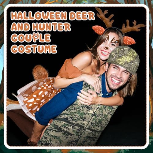 9 Pcs Halloween Couple Costume Deer and Hunter Couple Costume Accessories