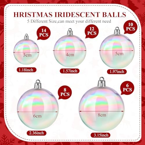 Shappy 50 Pcs Christmas Iridescent Ornaments Halloween Cauldron DIY, Clear
