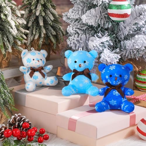 Haull 18 Pcs Winter Snowflake Stuffed Animals Plush Bears Bulk