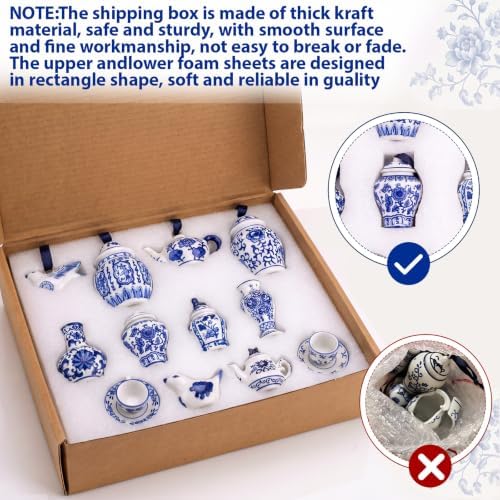 Peryiter 12 Pieces White Blue Christmas Ornaments Chinoiserie Porcelain Christmas Ornaments Mini Ginger Jar for Xmas Tree Decoration(Vivid)