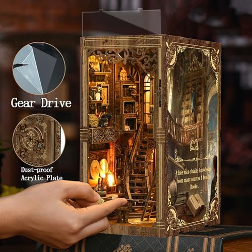 OZJAY Book Nook Kits for Adults, Miniature House Kit Bookshelf Decor