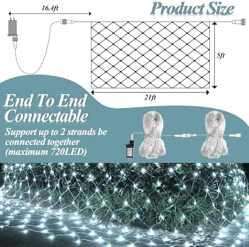 LitHome 21FT x 5FT Christmas Net Lights Outdoor Mesh Lights Connectable