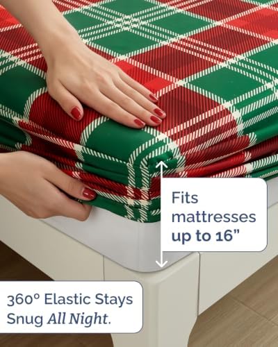Christmas Sheet Set, Highland Tartan, Holiday Xmas Bedding Set - Queen Size