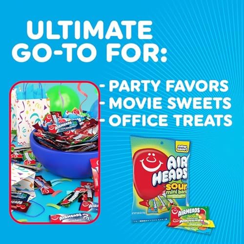 Airheads Mini SOURS Candy Bars, Variety Pack, 10 Ounce Bag