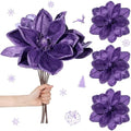 Thiccywoov 8 Pack Large 16'' Christmas Velvet Magnolia Flowers, Purple